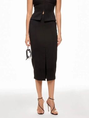 Good American Black Scuba Midi Skirt